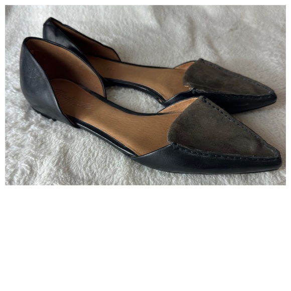 Madewell Arielle d'Orsay Flats Shoes Sz 9 Leather Suede Gray Black Quiet Luxury - Picture 4 of 8